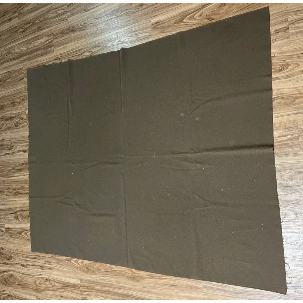 VTG Military Wool Blanket Olive Green Fabric Textile Large Rectangle Utility